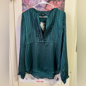 Express Teal Pinstripe Blouse